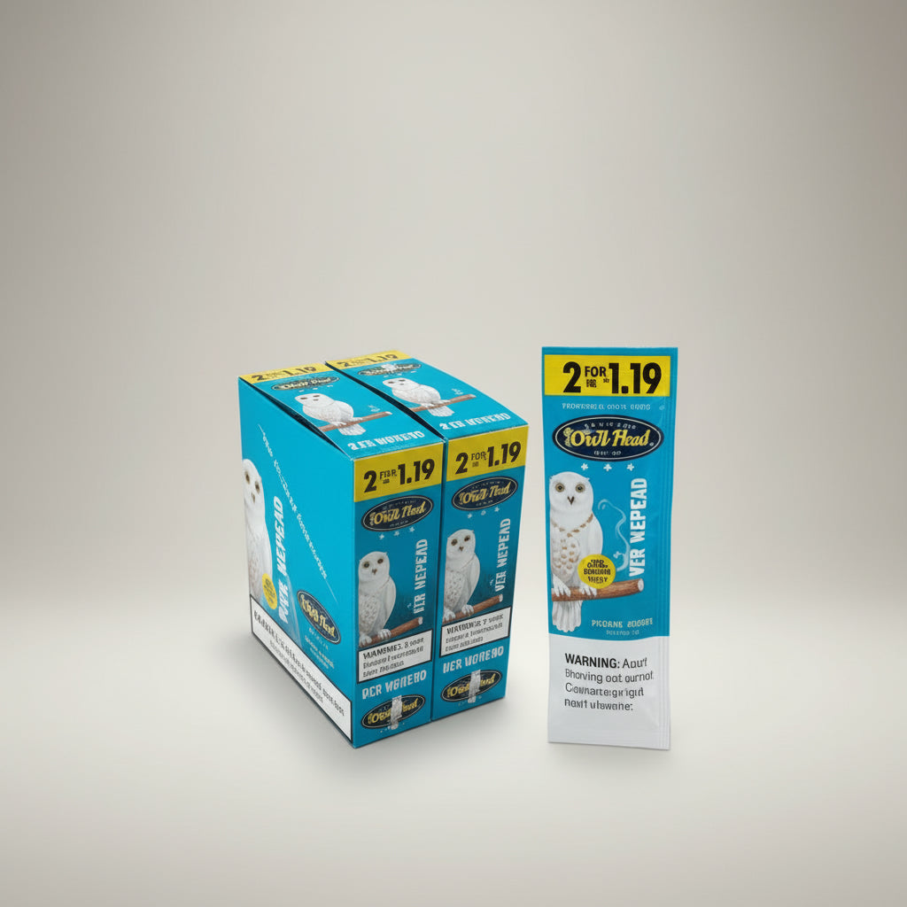 White Owl Cigarillos Blue Raspberry 2 For $1.19 Pre-Priced Upright