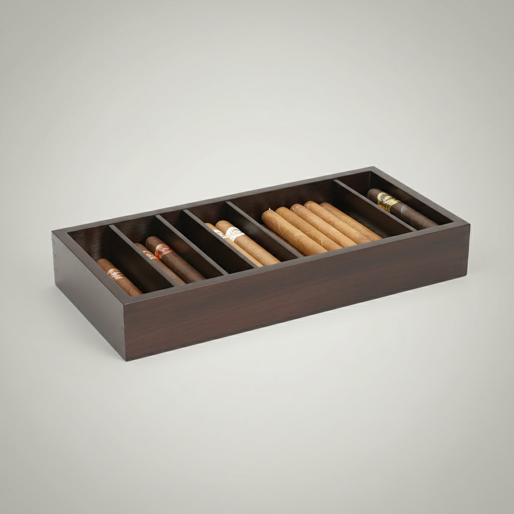 Cigar Tray, Adjustable, 5 dividers, Mahoghany, 100 cigars