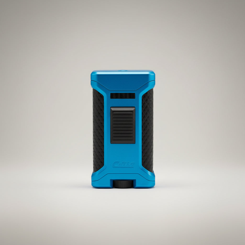 Colibri Ascari Triple Jet Flame Lighter, Blue and Black