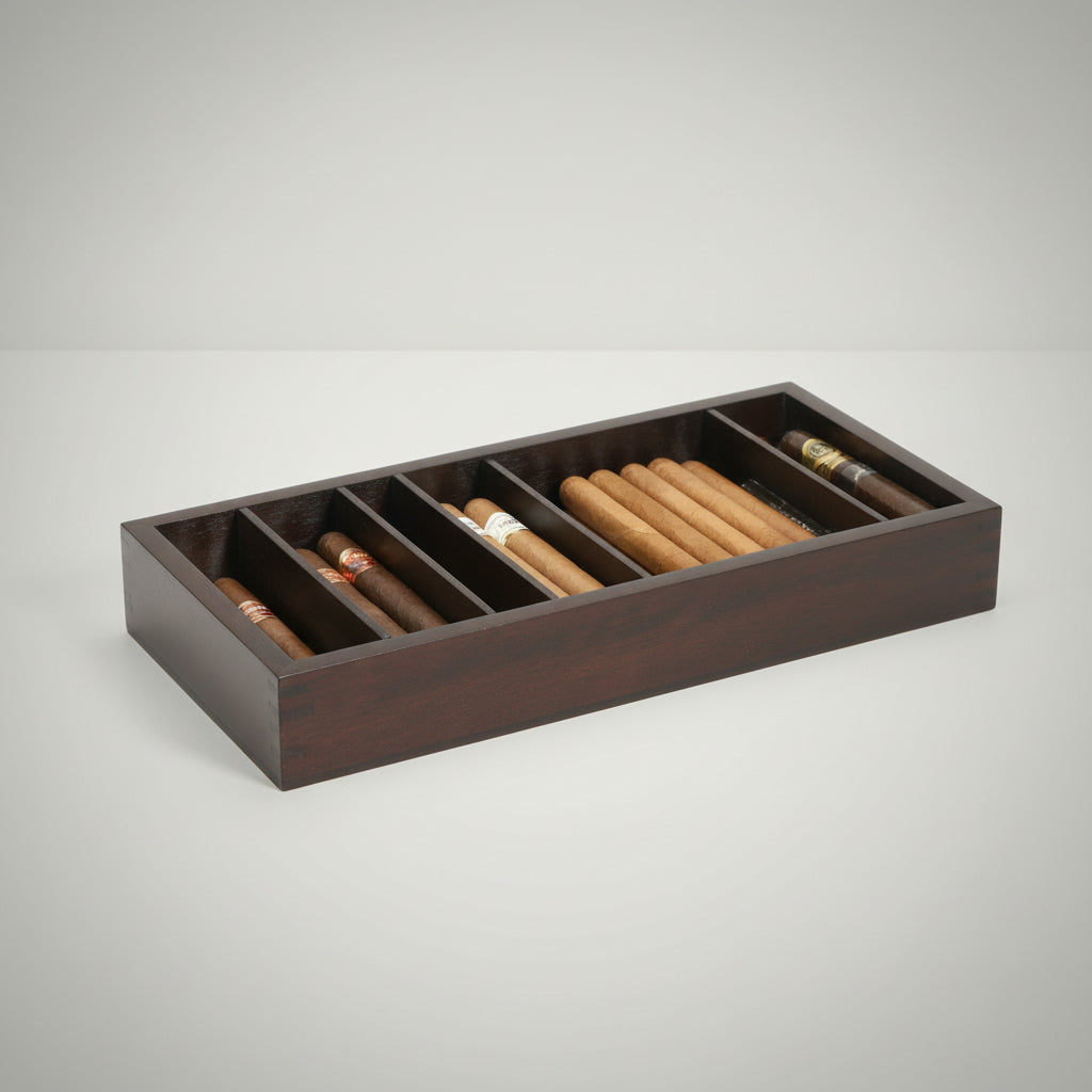 Cigar Tray, Adjustable, 5 dividers, Mahoghany, 100 cigars