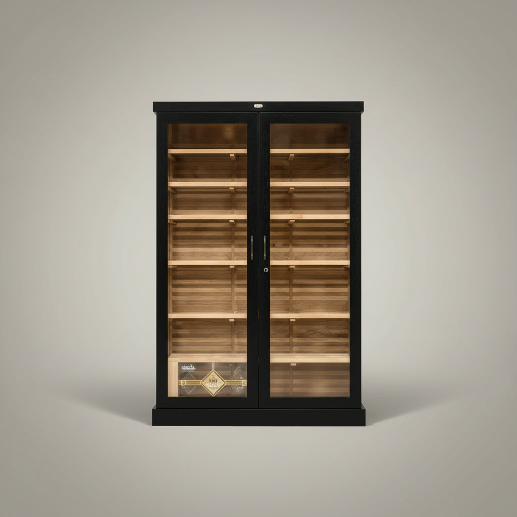 Humidor, Commercial Display 4000 Count Display Humidor with Lights, 48 inches W, 16 inches D, 72 inches H,Black