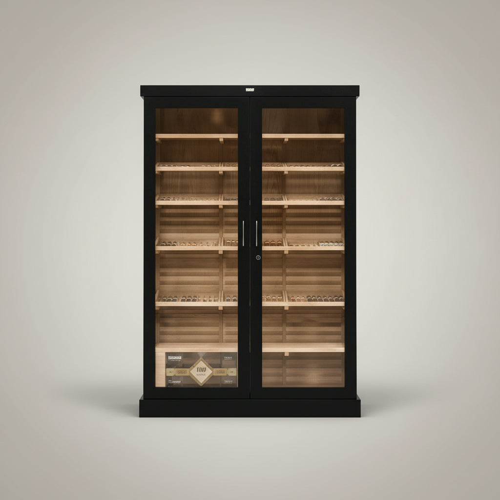 Humidor, Commercial Display 4000 Count Display Humidor with Lights, 48 inches W, 16 inches D, 72 inches H,Black